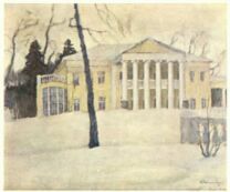 В. Бялыницкий-Бируля.
Большой дом в Горках зимой.
Масло. 1924.
